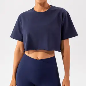 2024 Hochwertiges Impact Damen neues Design crop top kurze Ärmel Baumwollshirt individuelles Logo modisches Outfit T-Shirts für Damen