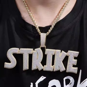 Custom <b>Name</b> <b>Necklace</b> with Cuban Chain Trendy Personalized Silver <b>Pendant</b> VVS Diamond Big <b>Pendant</b> Men's Fashion Jewelry - Product Image 3