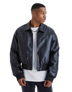 Nouvelle veste en cuir de vachette originale pour hommes, veste en cuir noire élégante et simple avec fermeture éclair personnalisée - Product Image 1