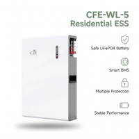Batterie de stockage d'énergie domestique empilable CFE-WL-5 5 kWh avec plus de 6000 cycles, BMS intelligent, prise en charge du réseau hybride pour les systèmes solaires