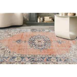 <b>Navy</b> <b>Blue</b> Medallion Printed <b>Rug</b> - Bohemian Turkish Design with Anti-Slip Backing,Nonwoven Soft <b>Rug</b> - Product Image 2