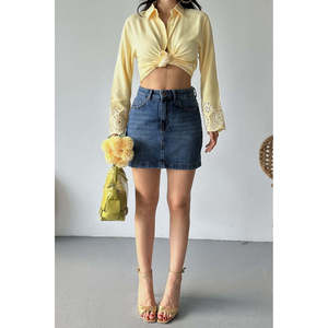 Mini-jupe en jean 1046 - Marron - Product Image 2