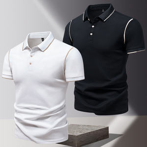 Polo à manches courtes de style haut de gamme pour hommes, en coton respirant, tricoté, à la mode, pour printemps et été - Product Image 2