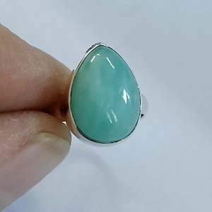 Navya <b>Craft</b> Amazonite Moissanite <b>Ring</b> 925 Sterling Silver Handmade Pear Shape-Size 4 to 13 Perfect Gift for Her - Product Image 2