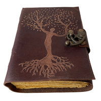 Arbre de vie mère de déesse livre de sort Vintage en cuir véritable Journal Grimoire Antique cahier à la main Deckle Art papier