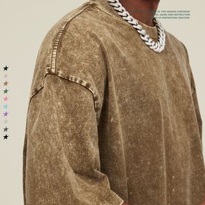 Summer 285G Heavy Wash Batik Round Neck Short Sleeve American Vintage <b>Heavyweight</b> Acid Wash <b>T</b>-<b>shirt</b> for <b>men</b> - Product Image 5