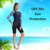 Ensemble 2 pièces de maillot de bain de compression pour femme, coupe haute, manches longues, protection UV, antibactérien, imprimé personnalisé, vente en gros