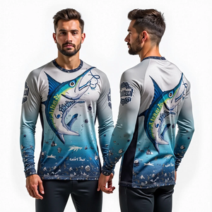 เสื้อตกปลาแขนยาวสำหรับผู้ชายผ้าดรายฟิตพิมพ์ซับลิเมชันและอุปกรณ์ป้องกันแสงแดดสำหรับอุปกรณ์ตกปลา - Product Image 3