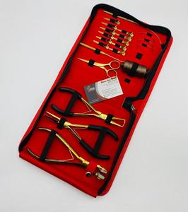 Kit de herramientas de extensión de cabello chapado en oro multifuncional al por mayor aguja de hilo de acero inoxidable de grado quirúrgico y alicates de cinta - Product Image 2