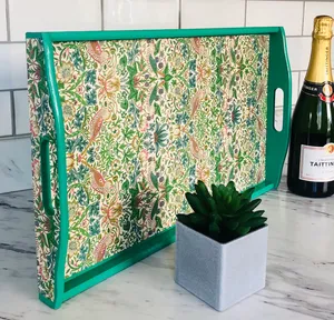 Plateau en bois imprimé de taille personnalisée en bois de manguier pour hôtel populaire dans les hôtels turcs pour le petit déjeuner et les couples Plateau à manger - Product Image 1