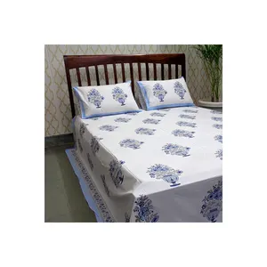 Couvre-lits bon marché imprimé bloc de main bien absorbant 100% coton brodé percale Queen Size couvre-lit fait main à vendre