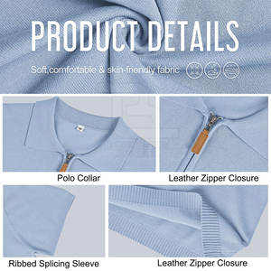 ODM Polo <b>Shirts</b> Men 100% Cotton Distressed Half Zipper Polo <b>Shirt</b> High Quality Vintage Short Sleeve Fashion Polo <b>T</b>-<b>Shirts</b> - Product Image 6