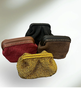 Sacs de paille à main d'embrayage de poche doublés de Crochet tricoté rouge avec l'embrayage verrouillé par métal caché sac tissé à la main sac de paille - Product Image 1