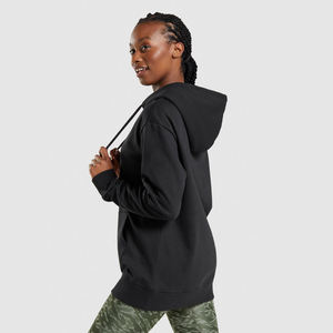 Sweat à capuche oversize pour femme en molleton 100% coton avec logo sur le devant, broderie personnalisée, taille plus, pour l'hiver - Product Image 3