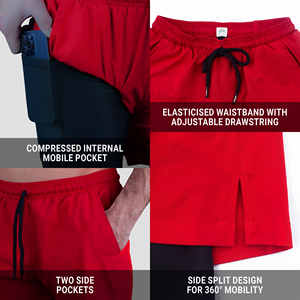 กางเกงขาสั้นผู้ชายแบบ2 in 1กางเกงขาสั้นวิ่งแห้งเร็วออกกำลังกายยิมฟิตเนสออกกำลังกายมีกระเป๋าในตัว - Product Image 6