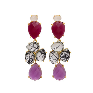 New Arrival Long <b>Tassels</b> <b>Earrings</b> Unique Colours Gemstone <b>Earrings</b> Classic Design <b>Earrings</b> by Gemstone - Product Image 1