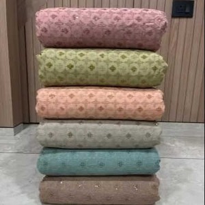 Stylish Rayon Chikan Work <b>Fabric</b> Breathable Lightweight Ethnic Textile Comfortable Embroidered Men's Women's Dress Woven Stretch - Product Image 1