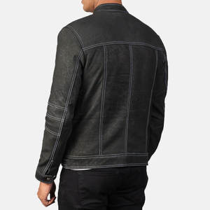 Veste en cuir pour hommes, tenue décontractée de couleur unie Streetwear nouvelle mode confortable veste en cuir pour hommes avec poches zippées - Product Image 5