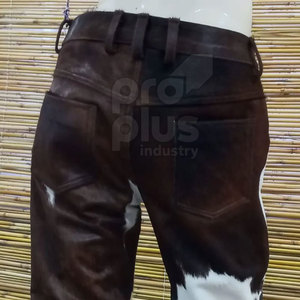 กางเกงขาสั้นหนังวัวแท้สำหรับผู้ชาย สไตล์ลำลอง เรียบง่าย เป็นมิตรกับสิ่งแวดล้อม หรูหรา ทำมือ แฟชั่นนักขี่มอเตอร์ไซค์ - Product Image 4