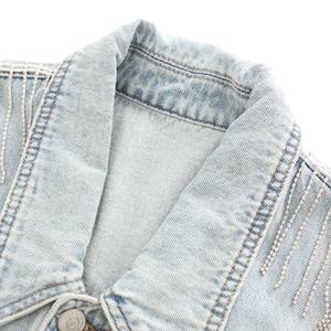 Hermosas Chaquetas vaqueras bordadas con flores para mujer, chaqueta vaquera de alta calidad para mujer - Product Image 3