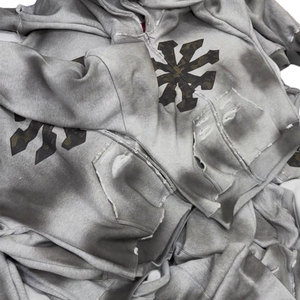 Sudaderas con Capucha de Invierno de Primera Calidad, 100% Algodón, Estampado DTG, con Cierre y Detalles Desgastados, Efecto Lavado Vintage, para Hombre - Product Image 4