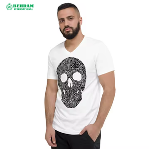 T-shirt noir pour homme, élégant, écologique, respirant, imprimé, col rond, coupe ample, 100% coton biologique, pour la gym et le fitness - Product Image 3