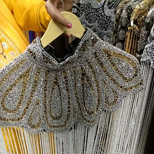 Belle Cape Burlesque pour les tenues de club de fête élégant brins perlés droits paillettes attache cou broderie perles - Product Image 1