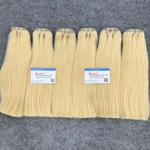 Perruques de trame et de fermeture droites en os vietnamien extension de cheveux cheveux de trame de couleur blonde et orange 10 pouces - Product Image 4