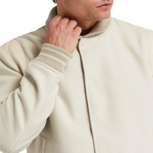 High Quality Men's <b>Wool</b>/Leather Solid Finished Varsity Jacket Breathable Windproof Stylish Durable Outerwear for Casual Sports - Product Image 4