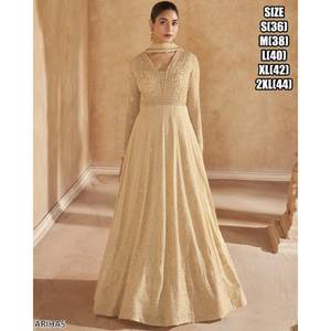 Vestido de rayón Anarkali de seda étnica india, bordado pesado, Dupatta, mangas completas, acampanado, largo para bodas, paquistaní, Salwar Kameez - Product Image 3