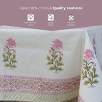 Nappe de table en toile de coton indienne imprimée à la main avec motifs floraux, pour 6 et 8 personnes, lavable, style moderne et luxueux
