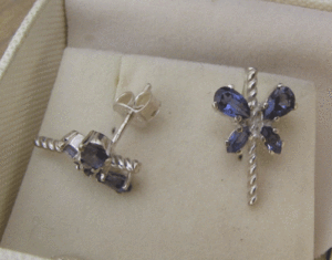 Shah Gems Women's Natural Iolite 925 Sterling <b>Silver</b> Crystal Earrings - Product Image 1