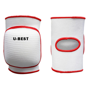 Rodilleras Tejidas U-BEST, Protección Transpirable para Voleibol, Todas las Temporadas, Unisex, Blancas con Ribete Rojo - Product Image 1