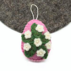 Huevos de Pascua y Adornos de Fieltro Rosa Hechos a Mano, Decoraciones Colgantes de Pared para Pascua - Product Image 3