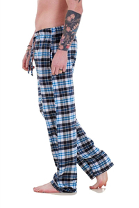 Pantalon de pyjama pour homme, style décontracté et léger, en flanelle à motif écossais, avec ajustement réglable pour un confort optimal. - Product Image 6