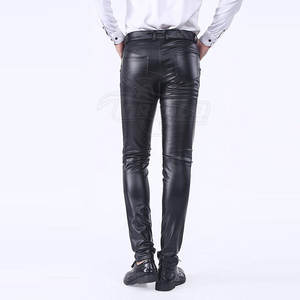 Prix de gros, pantalon en cuir léger à taille haute, sur mesure, pour hommes, avec logo personnalisé, design unique, braguette à boutons - Product Image 3