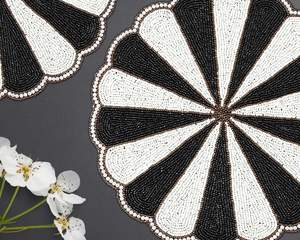 <b>Christmas</b> handmade beaded <b>placemat</b> table decoration mat black and white table mat gift - Product Image 2