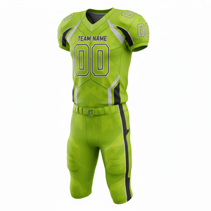 Ensemble de maillot et short de football américain sublimé personnalisable, 100% polyester respirant avec position du logo sur le devant - Product Image 4