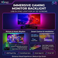Tira de Retroiluminación LED RGB Inteligente USB de 5V para Monitor de 24-32 Pulgadas, IP44, Control por Aplicación, Sincronización con Música, Iluminación Ambiental para Juegos de PC