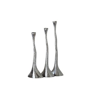 Juego de Portavelas de Aluminio Martillado de Diseño Clásico, 3 Piezas, Acabado Plateado, Hecho a Mano, Ecológico, Decoración de Iluminación para el Hogar - Product Image 1