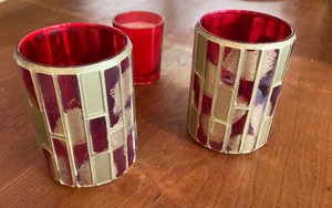 Porte-bougie en verre mosaïque fait à la main, rond, pour bougie chauffe-plat, pour la décoration de la maison et de Noël - Product Image 4