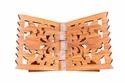 Support de livre en bois brun artisanal moderne avec boîte de rangement, design sculpté pliable, personnalisable