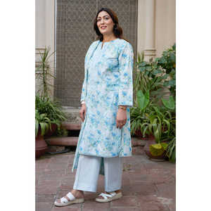 Traje de 3 Piezas BM-62020 ODM con Estampado Floral Digital y Bordado, con Dupatta de Chifón Translúcido para Uso Diario - Product Image 5