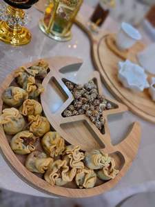 Plateau artisanal en bois en forme de lune et d'étoile pour le Ramadan Kareem, décoration islamique pour l'Aïd Moubarak, plateau à dessert, fête musulmane, décoration de table à la maison - Product Image 4