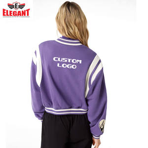 Nouveau style de vestes d'université élégantes et légères pour femmes Elegant Sports Crop College Letterman Respirant Bouton tricoté pour femmes - Product Image 2