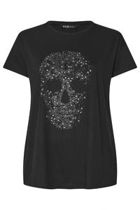 <b>Black</b> Skull Embellished Graphic Streetwear Customizable Loose Summer Eco-Friendly <b>T</b>-<b>Shirt</b> for <b>Women</b> - Product Image 5