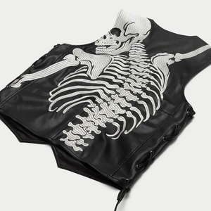 Chaleco de Cuero Genuino sin Mangas con Cuello en V para Hombre, Bolsillos, Cierre de Cremallera, Ajuste Entallado, Resistente al Viento, Impermeable, Reversible y Transpirable para Invierno - Product Image 3