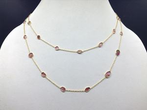 Collares de cadena de eslabones de Plata de Ley 925 con turmalina, joyería ligera, chapado en oro, multicolor, sandía, gemas - Product Image 3