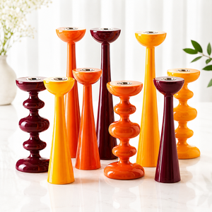 Porte-bougie en céramique géométrique empilable fait main, écologique, finition laquée, design moderne pour la décoration de cheminée de la Saint-Valentin - Product Image 4