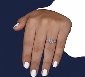 Bague de fiançailles en or 14 carats avec halo de diamants de laboratoire taille princesse, 1,24 CTW, VVS2, certifiée IGI, plaquée rhodium, bijoux pour femmes - Product Image 5